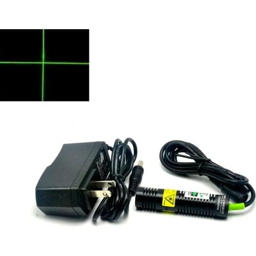 532nm 10mW Cross 5V 1A Green Laser Module Long Time Working 18x75mm w/AC Adapter