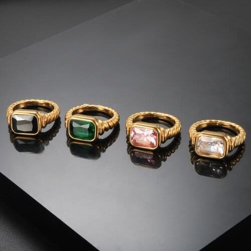 ZMFashion Woman Luxury Fashion Zircon Cuban Ring Titanium Steel Stainless Steel Stacked Jewelry Personalized Ring Accessories