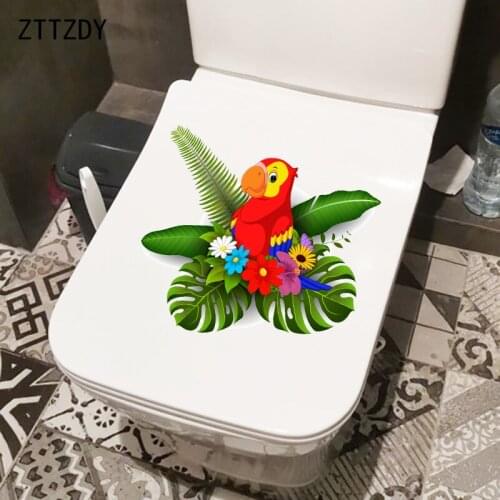 ZTTZDY 25.3CM×22.3CM Cartoon Parrot Kids Room Decoration Tropical Plants Home Wall Toilet Stickers T2-0807