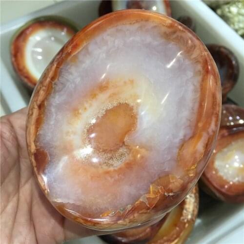 1PC Natural Agate Ashtray Gemstone Bowl Red Jade Chalcedony Irregular Smooth Polished Hand Carved Stone Home Decoration