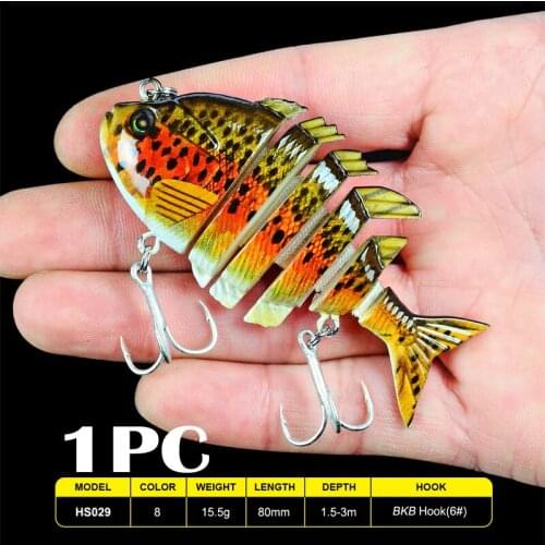 1PC PRO BERO SwimBait 6 Sections Fishing Lures 8cm-15.5g with 6# Hook Fishing Tackle 16 Colors Fishing Baits