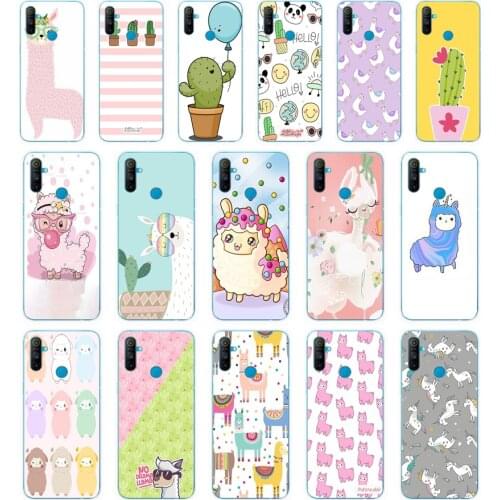 103A Cute Llama Alpaca Animals Cartoon gift Soft Silicone Tpu Cover phone Case for OPPO A1K A5S A7 AX7 A5 A9 2020 Realme C3 Case