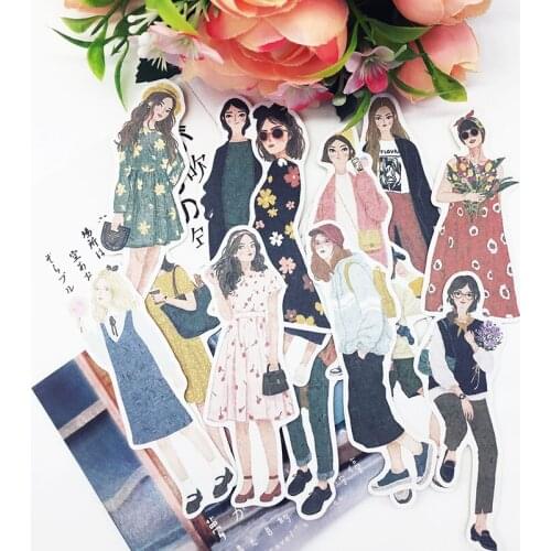 15pcs Beautiful girl stickers DIY scrapbooking journal primer collage mobile phone computer diary decorative stickers