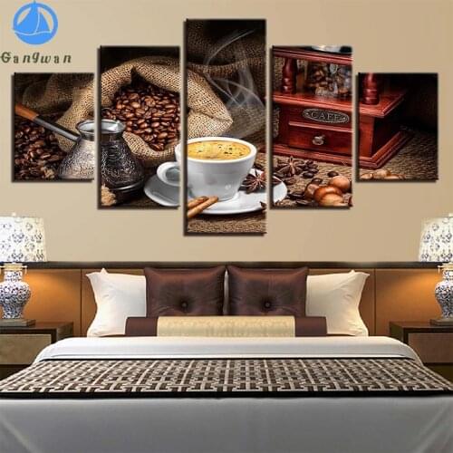 5D round Diamond Embroidery Coffee bean spice Picture Of Diamond Painting Full Square Mosaic Cross Stitch Handmade Gift5Pcs