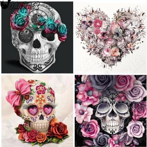 Diamond Painting Skull Flower Diy Wall Art Abstract Love Stickers Diamond Embroidery Bedroom Decoration Gifts