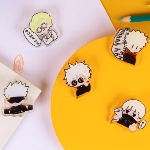 Anime Jujutsu Kaisen Cute Cartoon Acrylic Badge Button Brooch Pin Fushiguro Megumi Toge Inumaki Gojo Satoru Transparent Toy