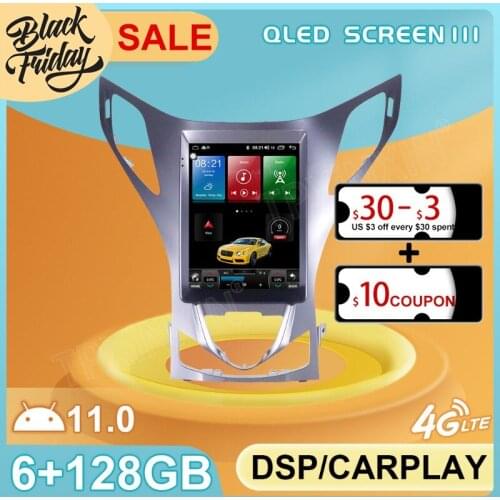 Android 11 6+128GB Tesla Style for Hyundai Azera 2011 2015 GPS Car Navigation Multimedia Video Stereo Player Radio Carplay 2 DIN