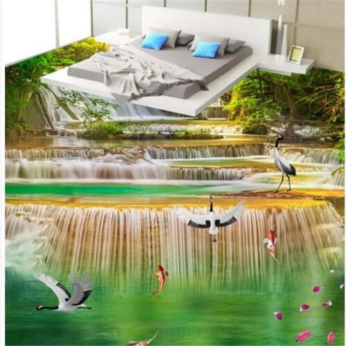Beibehang custom flooring Wonderland waterfalls 3D floor three - dimensional background painting wear thick waterproof