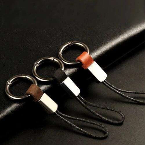 Real Leather Cowhide Rope Keychain Metal Key Chains Men or Women Key Holder Key Cover Auto Keyring Business Gifts Key Rings