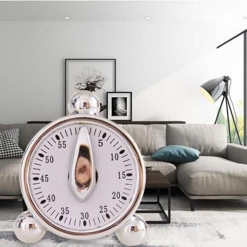 T219 Alarm Clock Mechanical Kitchen Timer Loud 60 Minutes Interval Cooking Reminder Alarm Time Manager Stopwatch