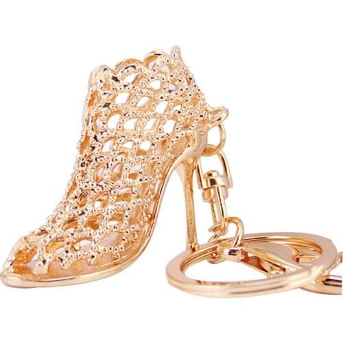 High Heel Shoes Pendants Car Key Rings Gold Silver Color Women Bag Charms Key Chains Keychain Fashion Jewelry Gift