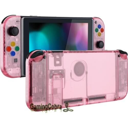 Cherry Pink Console Back Plate W/ Controller Housing Shell Case W/ Buttons Replacement for NS Switch Console & Joy-Con