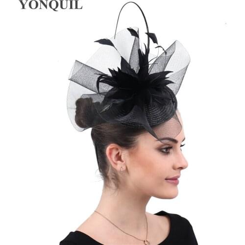 Black Derby Show Race Hair Fascinator Hat Hair Clip Bridal Mesh Big Headwear Ladies Women Elegant Headpiece Headband Flower