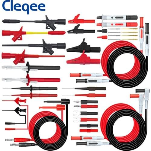 Cleqee P1600E 15 In 1 Banana Plug Multimeter Cables Test Leads Kit Insulation Piercing Needle Automotive Probe Set IC Test Hook