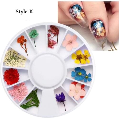 Nail Art Color Mixed Flowe Fresh Pastoral Nail Dried Flower Patch Sticker 3D DIY Nail Art Decoration UV Gel Polish Manicure