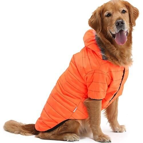 Dogi Dog Large Breed Neon Orange Puff Dog Jackets