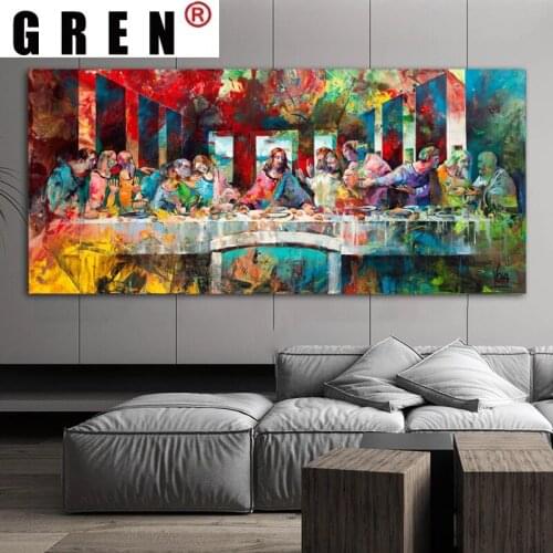 GREN The Last Supper Canvas Prints Wall Art Pictures For Living Room Home Decor Indoor Decor Abstract Portrait Famous Painting