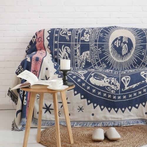 GY4024-1 Restoring Ancient Ways Geometry Blanket Sofa Decorative Slipcover Stitching Blanket Rug