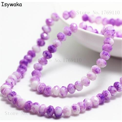 Isywaka Fashion 4x6mm 50pcs Rondelle Austria faceted Crystal Glass Beads Loose Spacer Round Beads for Jewelry Making No.93R6