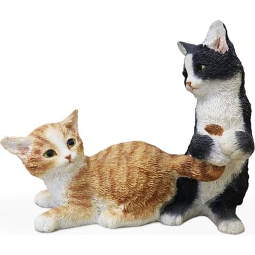 JJM Chinese Garden Cat Pet Figure Kitten Felis catus Animal Collector Toy Resin Model Educational for Children Adults Kids Gift