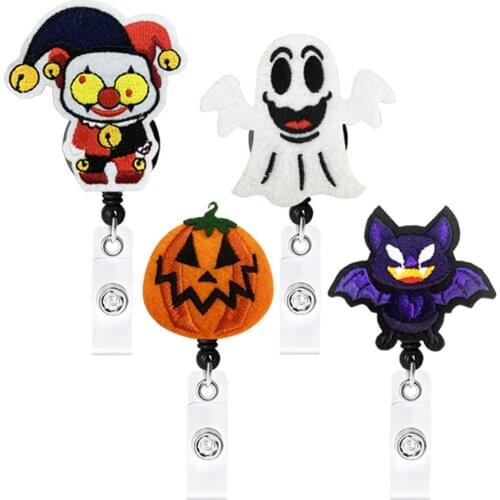 Creative Abs Cute Halloween Retractable Student Nurse Badge Reel Clip Cartoon Halloween Id Card Badge Holder Accessories