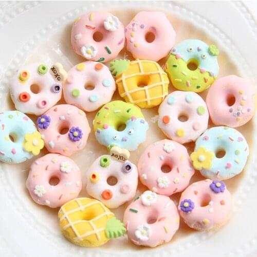 8PCS Dollhouse Miniature Food Cute Resin Cream Donuts For Blyth Barbies Doll Accessories toys
