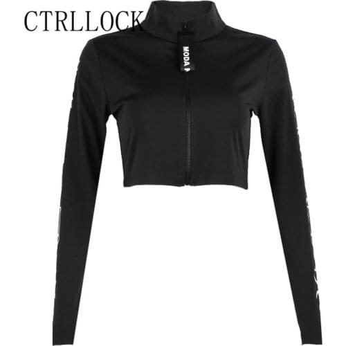 CTRLLOCK Harajuku Techwear Long Sleeve Zipper Jacket Women Casual Punk Short Slim Outerwear 2021 Tide