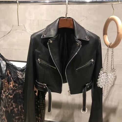 2021 New Coming Genuine Leather Jacket High Street Waist Length Real Sheepskin Outwear