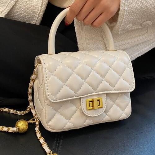 Small Quilted Chain Shoulder Bags for Women Lozenge Mini Crossbody Bag Ladies Simple Lattice Tote Messenger Bag Diamond Handbags