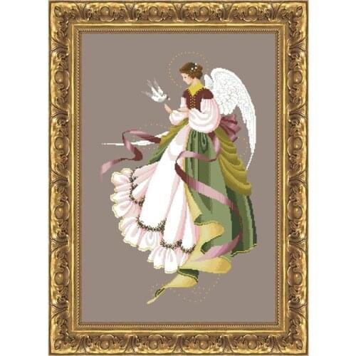 Angel of Grace cross stitch kit fairy Dreampattern 18ct 14ct 11ct coffee canvas embroidery DIY needlework wall decor