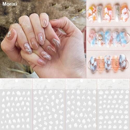Japanese style nail art sticker pure white hills ins ocean shell shape 3D manicure tip decoration nail decal YJ018