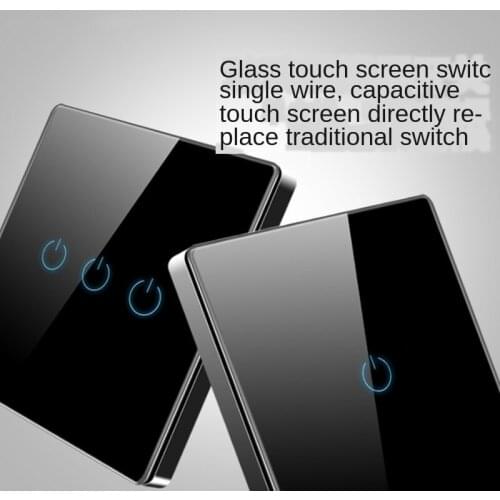 Tempered glass wall socket single live wire single double-control touch switch five-hole socket touch intelligent switch panel