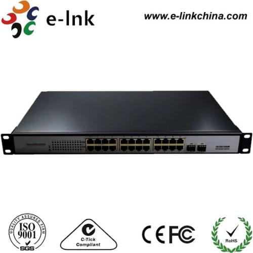 Unmanaged 24x 10/100/1000M Ethernet ports + 2x Gigabit TP/SFP combo ports,15.4W, whole power is 400W PoE Switch