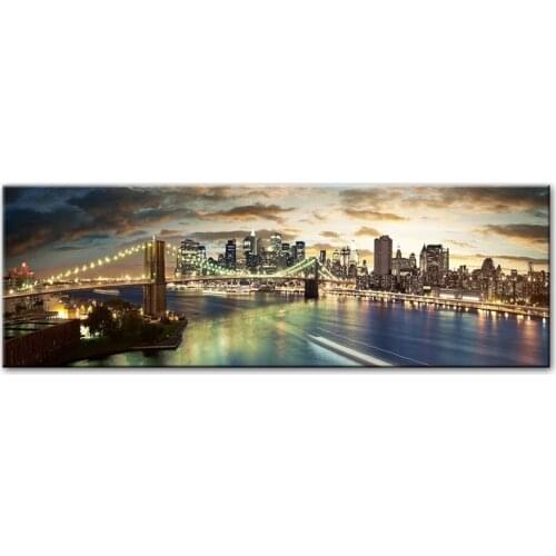 Night View of Brooklyn Bridge Landscape Canvas Paintings On the Wall Art Posters And Prints Modern New York City Canvas Picture