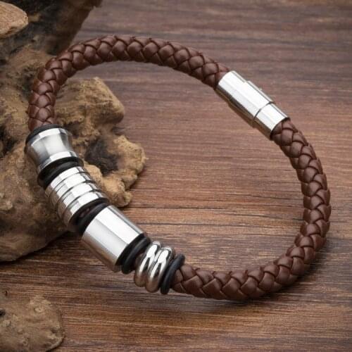 New Fashion Brand Genuine Vintage Women Leather Bracelets Bangles Knight Bracelets Stainless Steel Bracelets