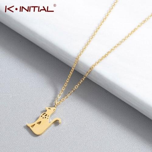 Kinitial New Cat Necklace Naughty Cute Lucky Cat Pendant Necklace Kitten Cat Charm Necklace for Girls Teens Women Jewelry