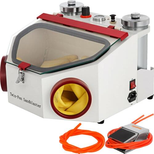 Sandblasting Cabin 2 Pen 2 Tanks Sandblaster 4kg/cm Dental Lab Sand Blasting Machine Sandblaster with foot pedal control