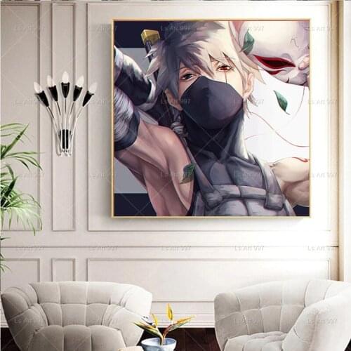 Naruto Kakashi Fox Mask Poster Japanese Anime Canvas Painting Wall Decoration Art Picture Living Room Mural Decor Cuadros