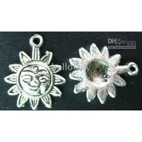 600pcs Tibetan silver face sunflower charms 17mm A23