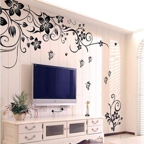Romantic Flower DIY Wall Sticker Home Decor Removable Wall Art Decal Decoration Decal Mural Room Living Room Bedroom Decor