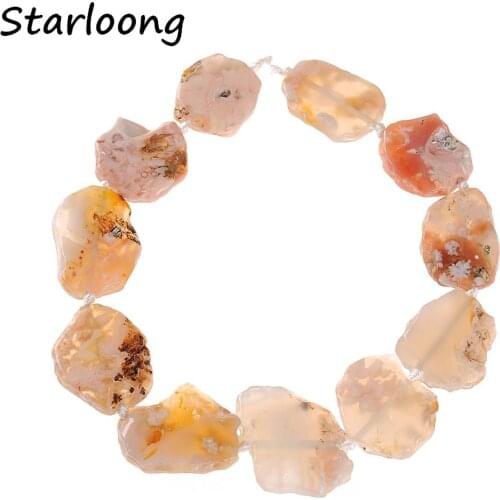 Natural Gem Stone Flat Black Green Pink Sakura Cherry Slab Slice Blossom Agates Loose Strand Nugget Beads for DIY Jewelry Making