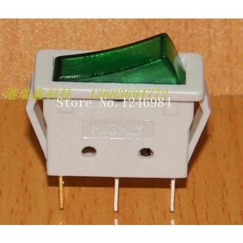 [SA]Power switch HIGHLY HIGHLY R11-00 white side rocker green illuminated long flat hull R11-3BL--100PCS/LOT