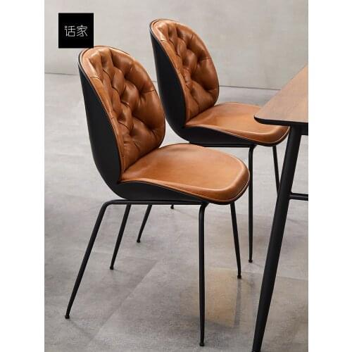 Nordic Dining Chair Designer Metal Leather Chairs Bedroom Home Coffee Shop Sillas De Comedor Luxury Accent Chairs Living Room