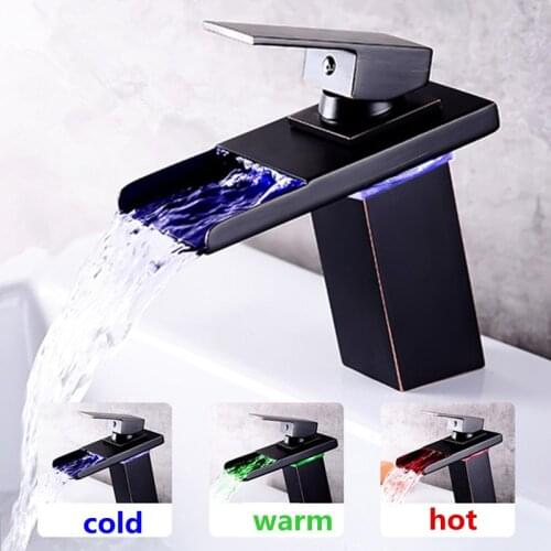 Bathroom Waterfall Led Basin Faucet Brass Waterfall Brass Made Basin Faucet Bathroom Mixer Tap Deck Mounted Basin Sink Mixer Tap