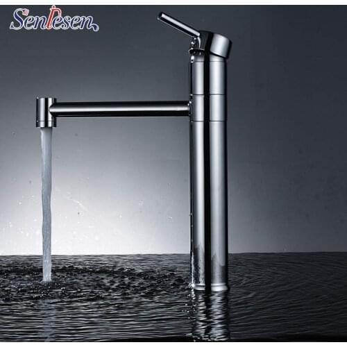 Senlesen Chrome Basin Faucet Bathroom Mixers Tap Brass Hot and Cold Water Deck Mounted Bathroom Faucet