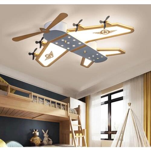 Childrens room lamp American Creative simple modern aircraft light boy room bedroom led eye protection ceiling lamp