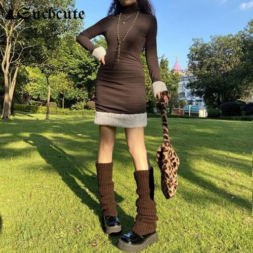 SUCHCUTE Elegant Evening Dress Women Vintage Skinny Long Sleeve Bodycom Casual Dresses Autumn Lady Clothes Harajuku Streetwear