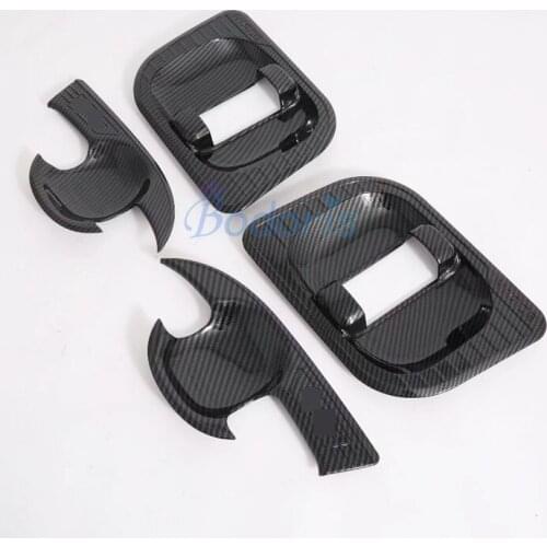Carbon Fiber Color Door Hanlde Bowl Insert Trim Panel Chrome Car Styling For Toyota Hiace 2019 Accessories