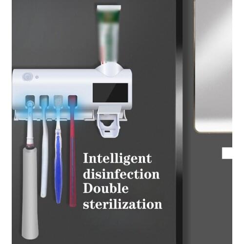 Smart Solar Energy UV Toothbrush Holder Automatic Toothpaste Squeezer Wall-mount Toothpaste Dispenser Bathroom Accessories