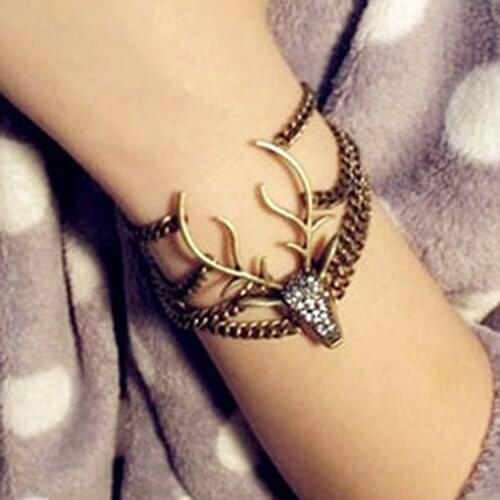 Retro Full Diamante Mysterious Deer Head Vintage Bracelet 6097 A2S5